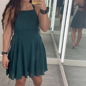 Green lace up dress